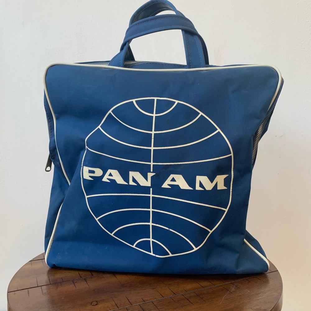 Vintage Pan Am Travel Bag Blue with white logo